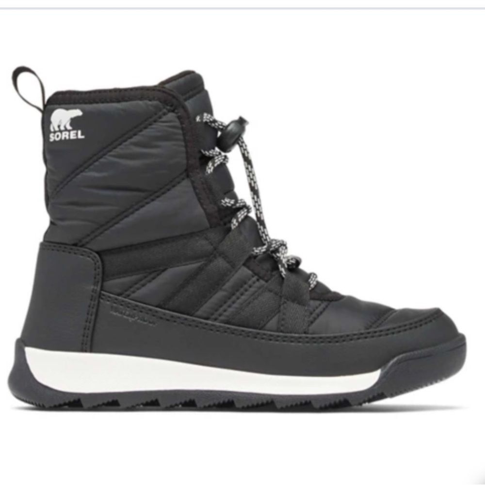 Sorel Kids Black Boots with White Soles